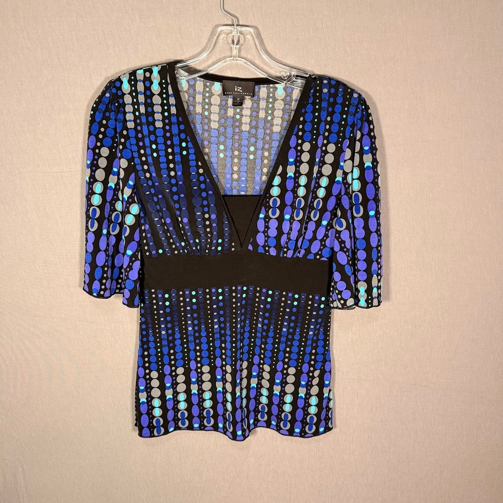 Y2K Womens Empire Waist Top Blue Baby Tee Retro V-Neck Flutter Sleeve M